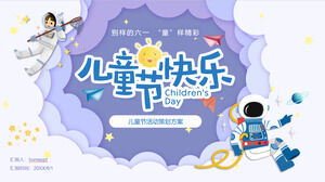 Download del modello PPT dello schema di pianificazione delle attività per la Giornata internazionale dei bambini di Cartoon Space Wind
