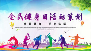 Template PPT untuk merencanakan acara Hari Kebugaran Nasional dalam konteks siluet tokoh olahraga