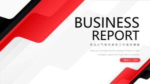Unduh template PPT untuk laporan bisnis dengan latar belakang grafis modis merah dan hitam