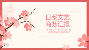 Descărcați șablonul PPT de afaceri japoneze cu fundal roz cu flori de cireș