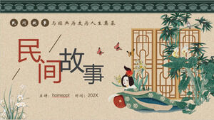 Pembe sulu boya kiraz çiçeği arka planlı Japon edebi tarzı PPT şablonunu indirin