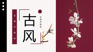 Download the Plum Blossom, Flower and Bird Background Red Antique PPT Template