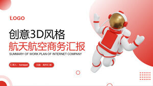 Red Aerospace Theme PPT Template with 3D Astronaut Background