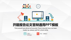 PPT-Vorlage für den Bericht über akademische Vorschläge mit farbigem Vektor-Lern-Desktop-Hintergrund