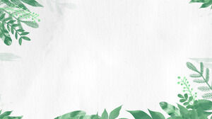 Green watercolor hand-painted leaf PPT background image