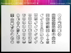 60 matériaux d'icône PPT de thème de commerce électronique créatif colorable vectoriel
