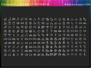 200 Vector Colorable Thin Line Style Life Shopping Learning Sports PPT Icon Materials