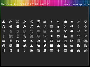 91 materiales de iconos PPT de tema de oficina de educación coloreables vectoriales