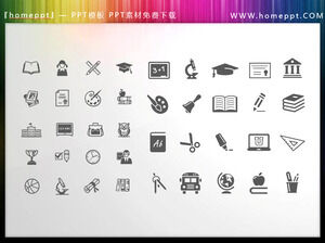 36 materiali per icone PPT a tema educativo colorabile vettoriale