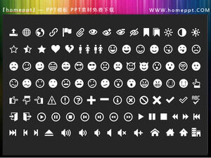 105 emoticons vetoriais coloridos e botões de controle materiais de ícone PPT