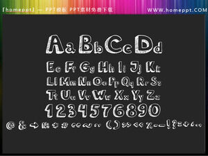 Laden Sie PPT-Materialien für handgezeichnete alphanumerische Groß- und Kleinbuchstaben mit Kreide herunter