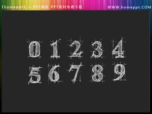 Wektorowe kolorowe ręcznie rysowane cyfry 0 sztuk 9PPT WordArt