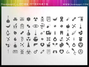 72 matériaux d'icône PPT de thème médical colorable vectoriel