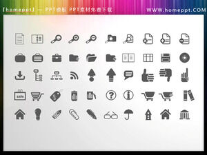 50 materiales de iconos PPT de tema de oficina de negocios coloreables vectoriales