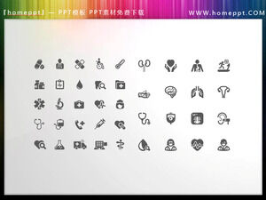 Download di 36 materiali per icone PPT a tema medico colorabile vettoriale