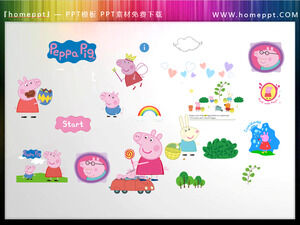 A group of cute Peppa Pig Page cutouts PPT material download