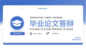 Mavi minimalist kart tarzı mezuniyet tezi savunma PPT şablonu indir