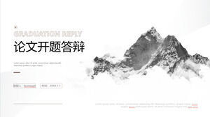 Scarica il modello PPT per la difesa di apertura della tesi con sfondo di montagna in bianco e nero