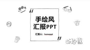 Vereinfachte handgezeichnete PPT-Vorlage für Geschäftsberichte herunterladen
