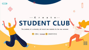 Download the PPT template for the recruitment of fashion vector college student character background clubs