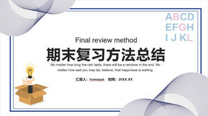 Summary of Final Review Methods with Blue Curve Background PPT Template Download