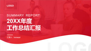 Download the PPT template for the red annual work summary report of workplace figures' backgrounds