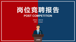 Téléchargez le modèle PPT pour le rapport de concours d'emploi avec un fond contrasté rouge et bleu