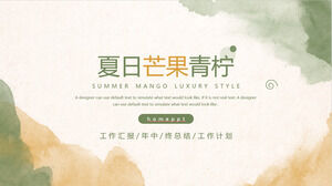 Green Orange Watercolor Halo Dye Summer Mango Lime Theme PPT Template Download