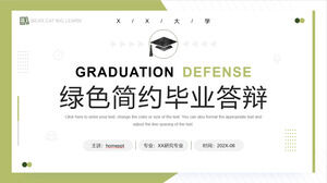Green, minimalist and fashionable style graduation defense PPT template download