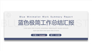 Download do modelo PPT de relatório de resumo de trabalho minimalista estável azul