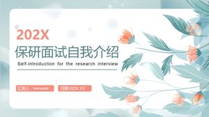 Self introduction PPT template download for the postgraduate interview with the background of elegant watercolor flowers