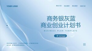 Pobierz szablon PPT planu przedsiębiorczości niebieskiej firmy z abstrakcyjnym tłem krzywej