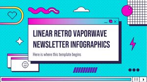 Infográficos do boletim informativo Linear Retro Vaporwave