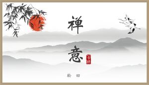 Antik Çin mürekkebi ve Zen teması için PPT şablonunu indirin
