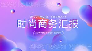 Download the fashion business report PPT template with a blue purple gradient background