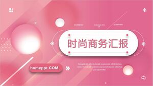 Download the PPT template for a fashionable business report with a pink ball background