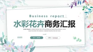 Download PPT template for business report with colorful watercolor flower background