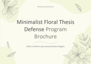 Folleto del programa de defensa de tesis florales minimalistas