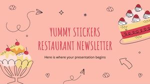 Buletin informativ al restaurantului Yummy Stickers