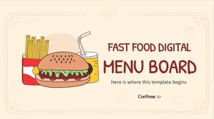Placa de menu digital de fast food