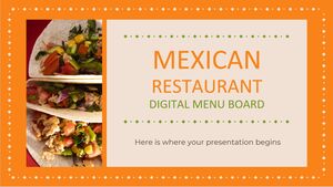 Scheda del menu digitale del ristorante messicano
