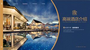 Blue Gold High end Grand Hotel Introduction PowerPoint Template