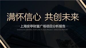 PowerPoint-Vorlage für den Black and Gold-Analysebericht für Gewerbeimmobilienprojekte