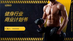 Yellow Dynamic Fitness Industry Business Plan PowerPoint Template