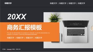 Skema warna hitam dan oranye untuk latar belakang desktop kantor Unduhan template PPT laporan bisnis