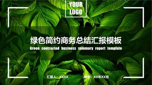 Grüne und minimalistische Geschäftszusammenfassungsberichtsvorlage