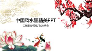 Znakomity szablon PPT z chińskim atramentem Feng Shui