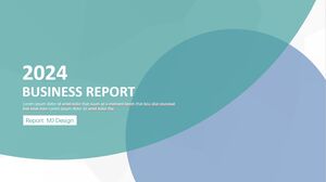 Szablon raportu biznesowego PPT - niebieski i biały - okrąg geometryczny