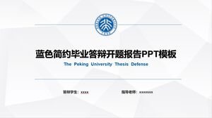 Niebieski uproszczony szablon raportu PPT z otwarcia obrony ukończenia studiów