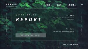 Download do modelo PPT de relatório de negócios para fundo de folha de selva verde